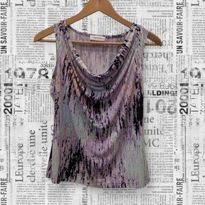 Calvin Klein purple, blue and black sleeveless cowl neck top